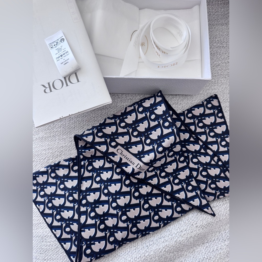 Dior Oblique Dior Diamond Silk Twill Scarf Navy